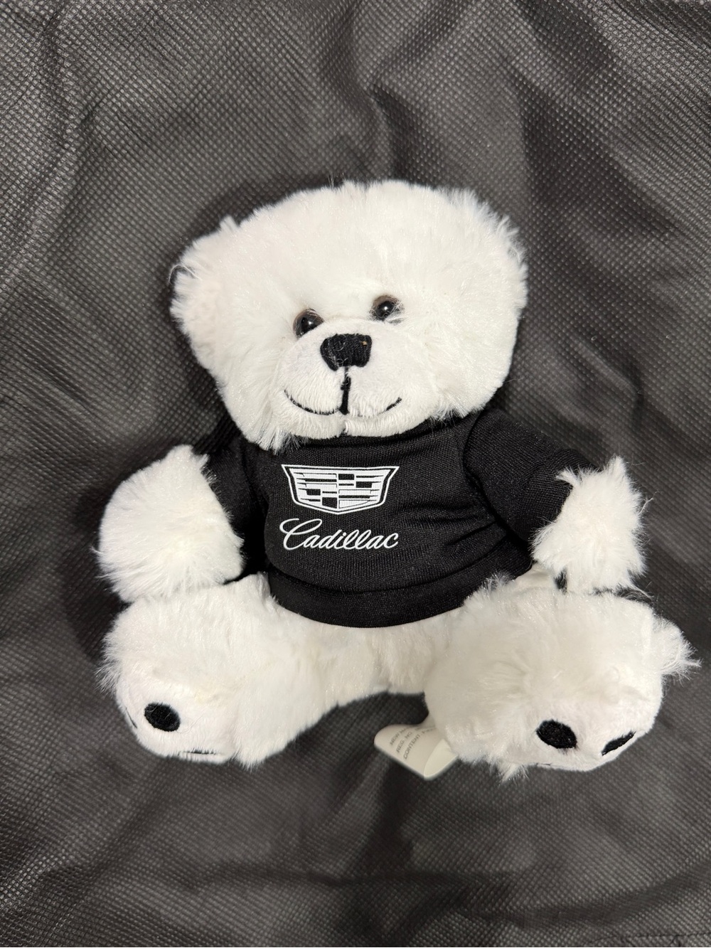 White Plush Teddy Bear with Cadillac logo Black Tee